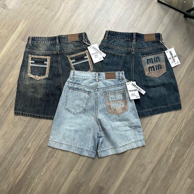 TIENSTYLE - Quần Jean Nữ Ngố Rách Cào Thêu Chữ Min Xanh Nhạt Chất Jean Cotton Mềm Quần Jean Ống Rộng Quần Suông Bigsize