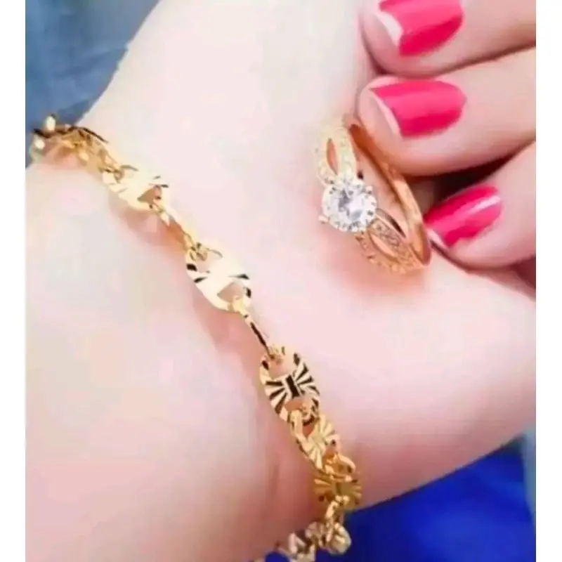 (BELI SATU PRODUK APAPUN GRATIS SATU PRODUK))) GELANG TANGAN WANITA TITANIUM PECAH KOPI FREE CINCIN MATA SATU GOLD couple