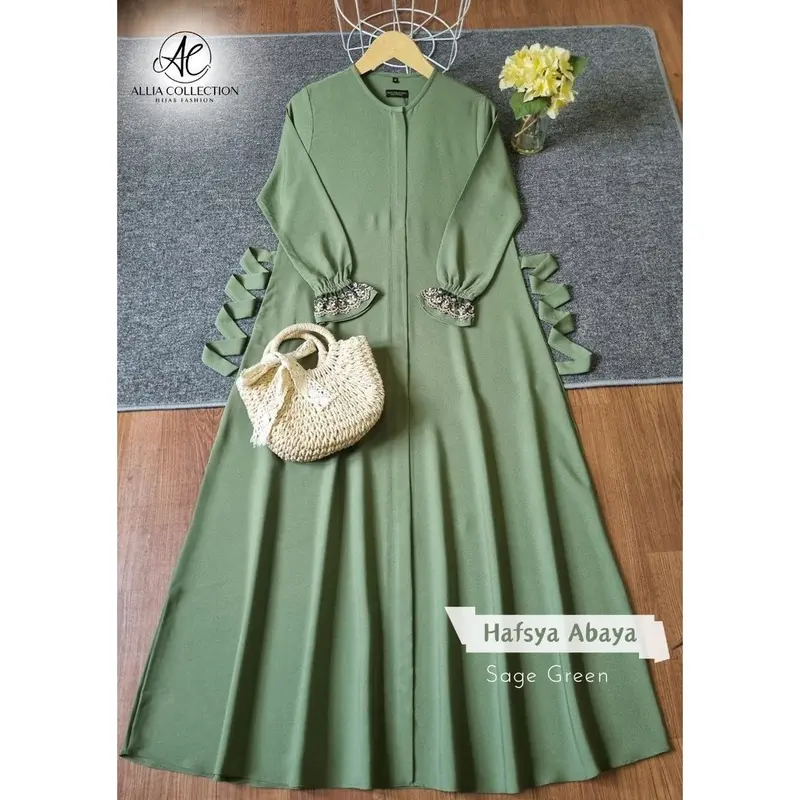 Hafsya Dress by Allia Collection | resleting depan Gamis Zipper Mewah 7