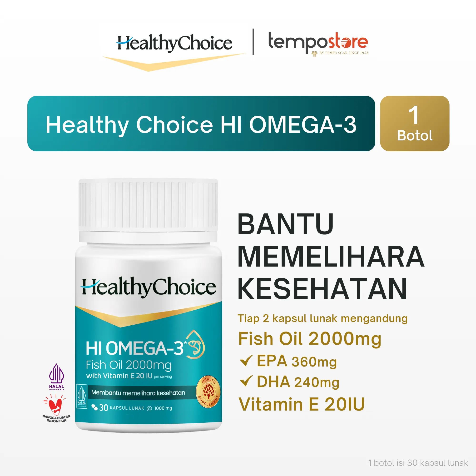 Healthy Choice HI OMEGA-3 Soft Capsule Kemasan Botol [06.2028]