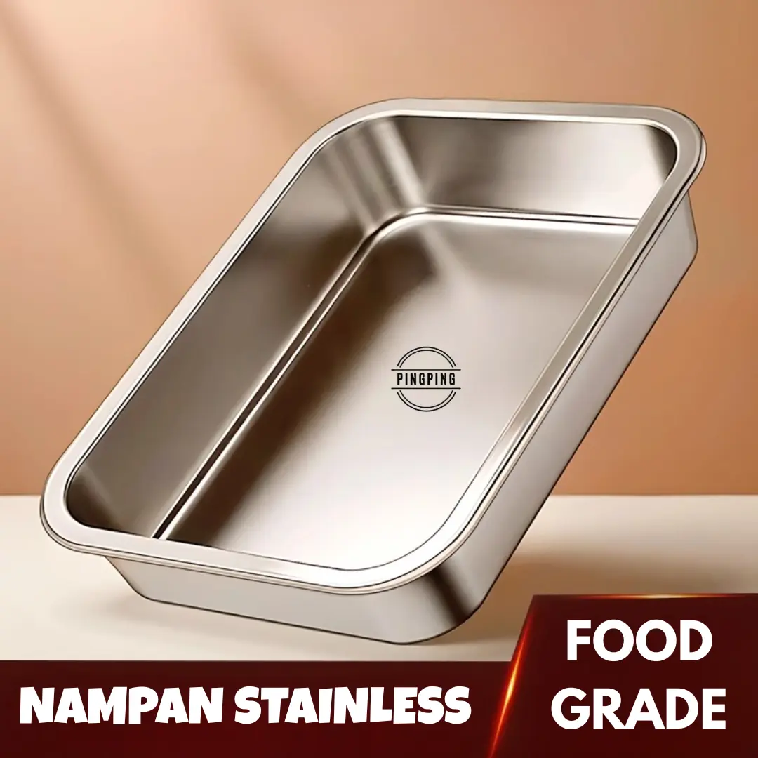 PINGPING - Nampan Stainless Jumbo Sus 304 / Nampan Stainless Steel Tebal 60x40x10, 60x40x7, 60x40x4.8, 45x35x10, 36x27x10, 40x30x10, 65x40x7