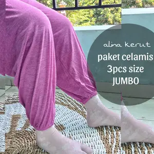 Celamis size Jumbo paket 3pcs | Celana dalaman model Kerut gamis bahan Toteron Rayon max BB 90kg