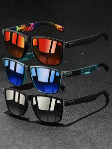 3pcs lentes de sol cuadrados unisex retro, múltiples colores. Protección UV400, marco clásico con varillas de goma antideslizantes, garantizando comodidad para diversas ocasiones.