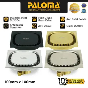 PALOMA Floor Drain Strainer Saringan Got Anti Bau Kamar Mandi Stainless Steel SUS 304 SUS304 Satin Silver Black Hitam Gold Emas FDP 3201 FDP 3202 FDP 3203 FDP 3205