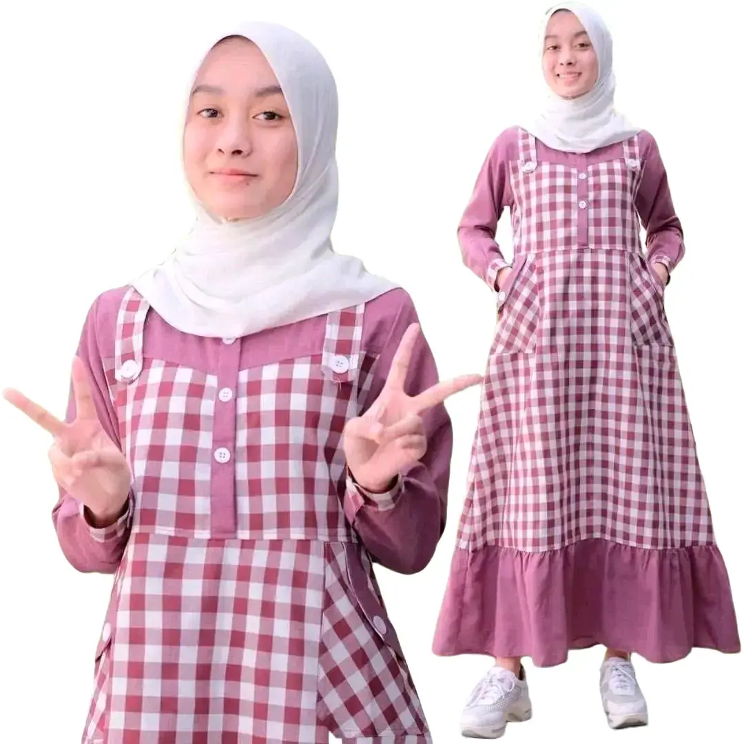 Gamis Casual Simpel Anak Perempuan Usia 9-12 Tahun Sophie Kids Bahan Katun Kotak Supernova Dress Anak Elegan Kancing Depan Baju Muslim Jalan jalan Anak Perempuan Terbaru Pakaian Muslim Mengaji Anak Perempuan Terlaris Viral