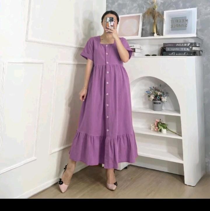 Daster Crincle Kancing// Dress Wanita bumil busui frendly// Daster kekinian by batik pradana Kain Lembut 9