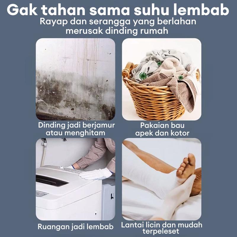 [COD] Tixx Dehumidifier kamar Tangki Air 2.5L Transparan 3 in 1 Serap Kelembaban Udara Atasi Lembab & Jamur Keringkan Pakaian Udara Segar Ion Negatif Aromaterapi Suara Senyap Auto Stop Alarm Low Watt Hemat Daya Praktis Mudah Dioperasikan