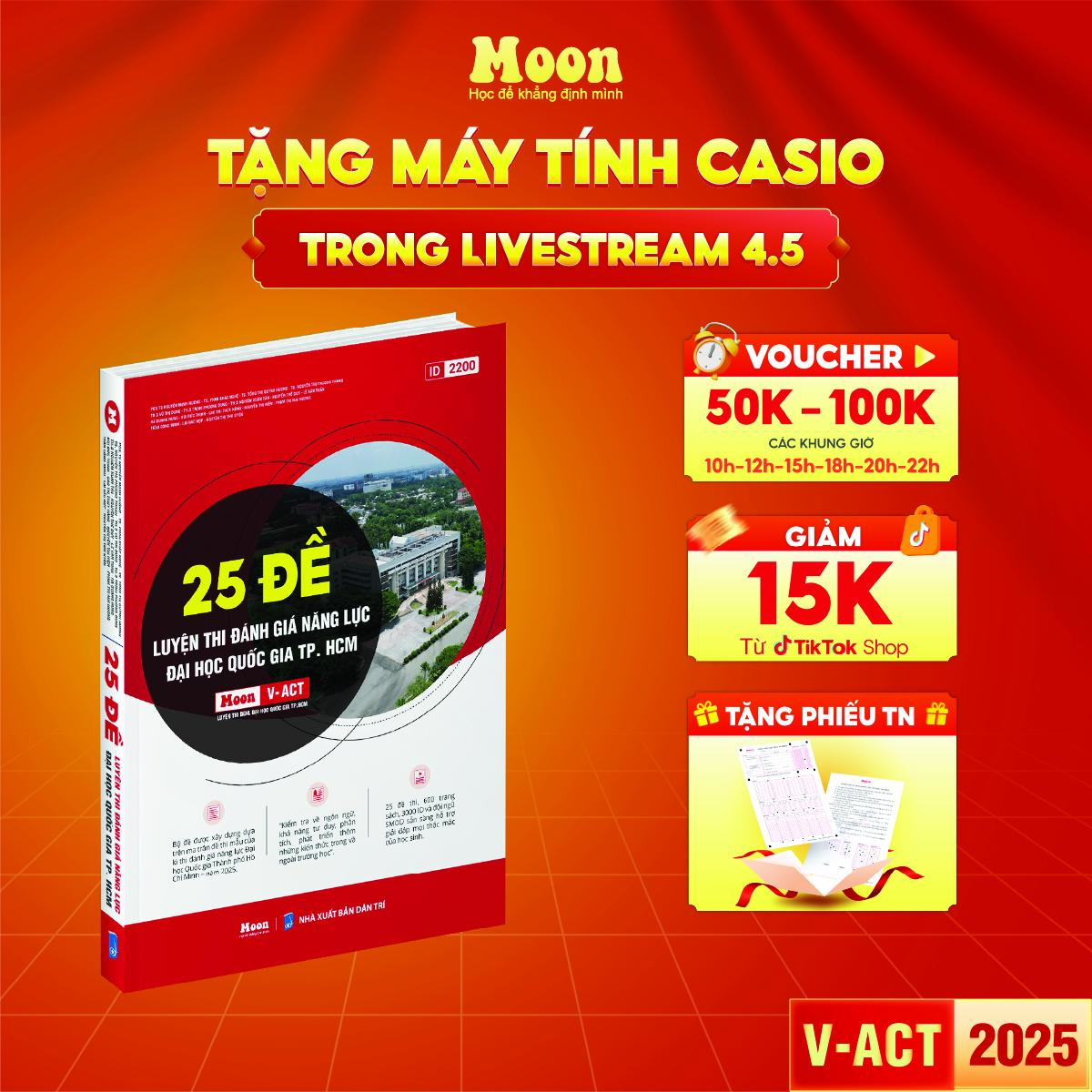 25 đề đánh giá năng lực HCM cho 2k8- sách luyện đề ôn thi đgnl 2025, đgnl Moonbook