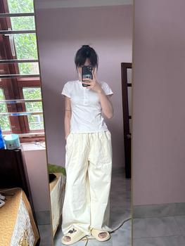Product Review of [BST 2025] AB HOUSE - Quần kaki  WIDE LEG  cotton form ống suông rộng from 𝐓**𝐠 0