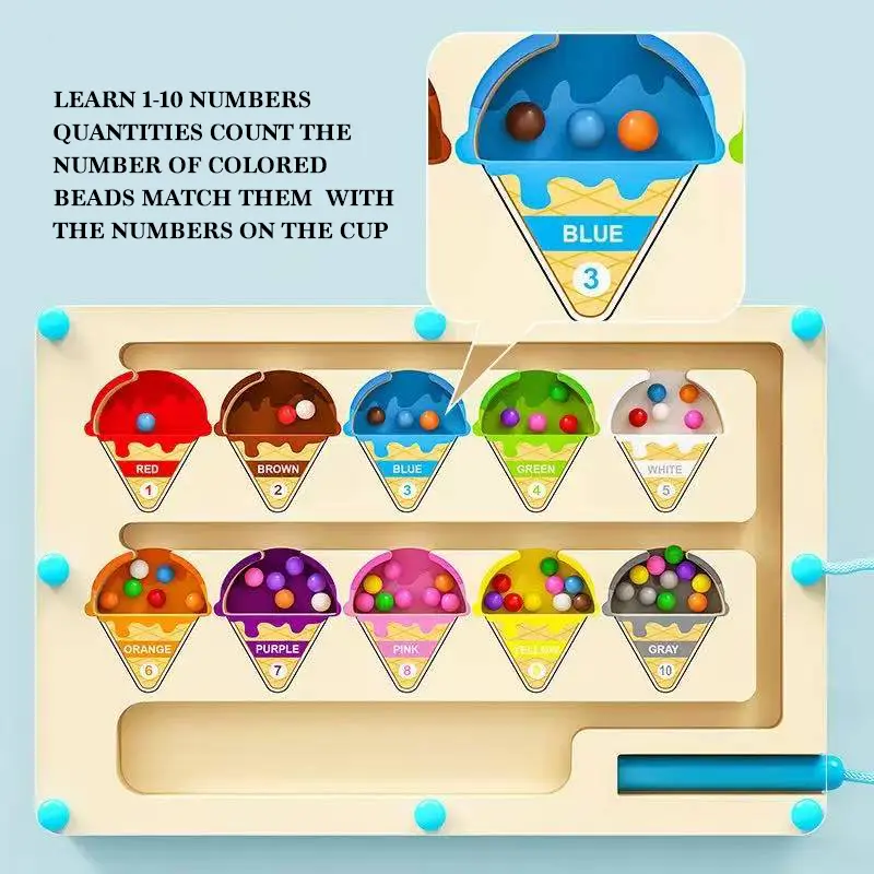 Magnetic Color and Number Maze Board