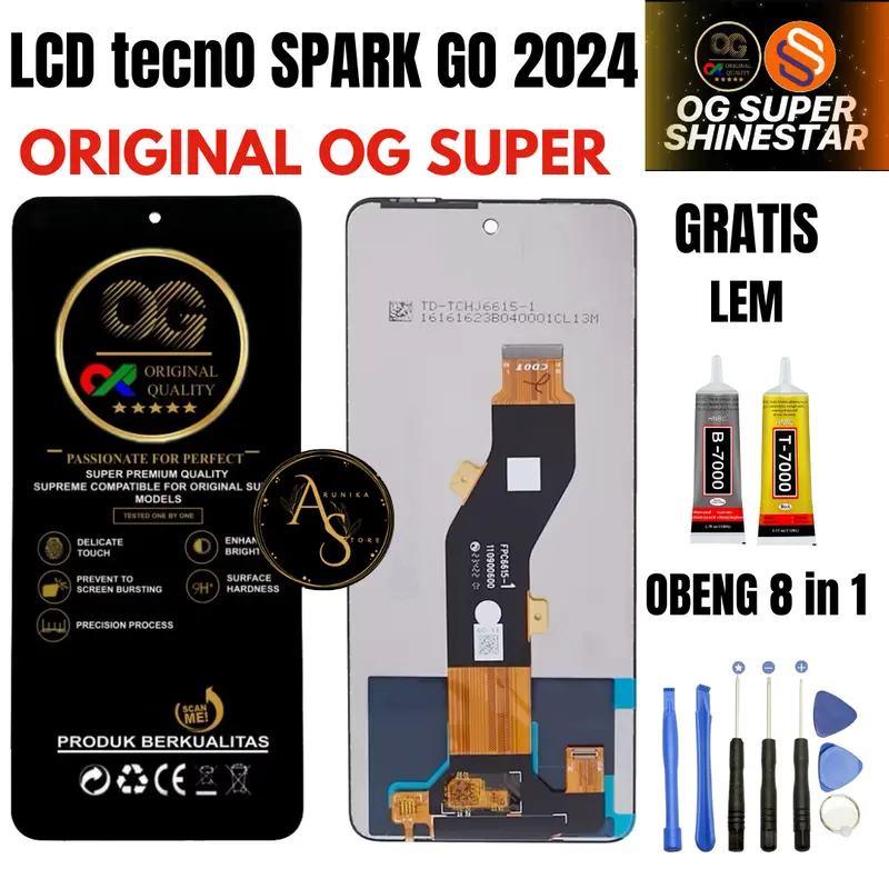 LCD tecn0 SPARK GO 2024 (BG6) ORIGINAL OG SUPER GRATIS LEM DAN OBENG 0