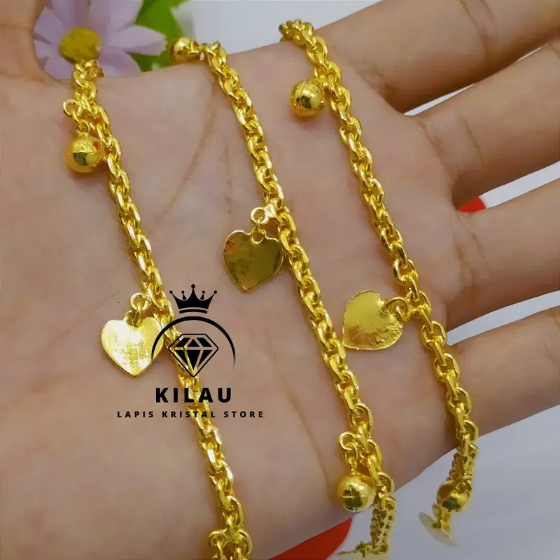 gelangrantai mainan 5 sepuh emas 24k lapis Crystal 0