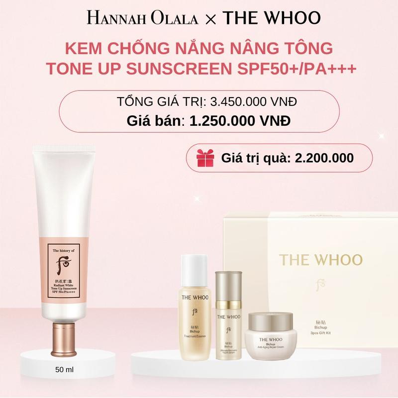  THE WHOO - DEAL 2-1: Kem chống nắng nâng tông Whoo Seol Radiant White Tone Up Sunscreen SPF50+ PA++++ 50ml GIÁ GỐC 3,450K CHỈ CÒN 1,125K 