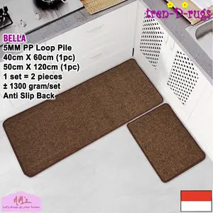 Tren-D-rugs Keset kaki alas lantai shower kamar mandi tidur ruang tamu koridor panjang lorong runner kitchen mat polos anti slip murah   1 set isi 2 pcs - NMs
