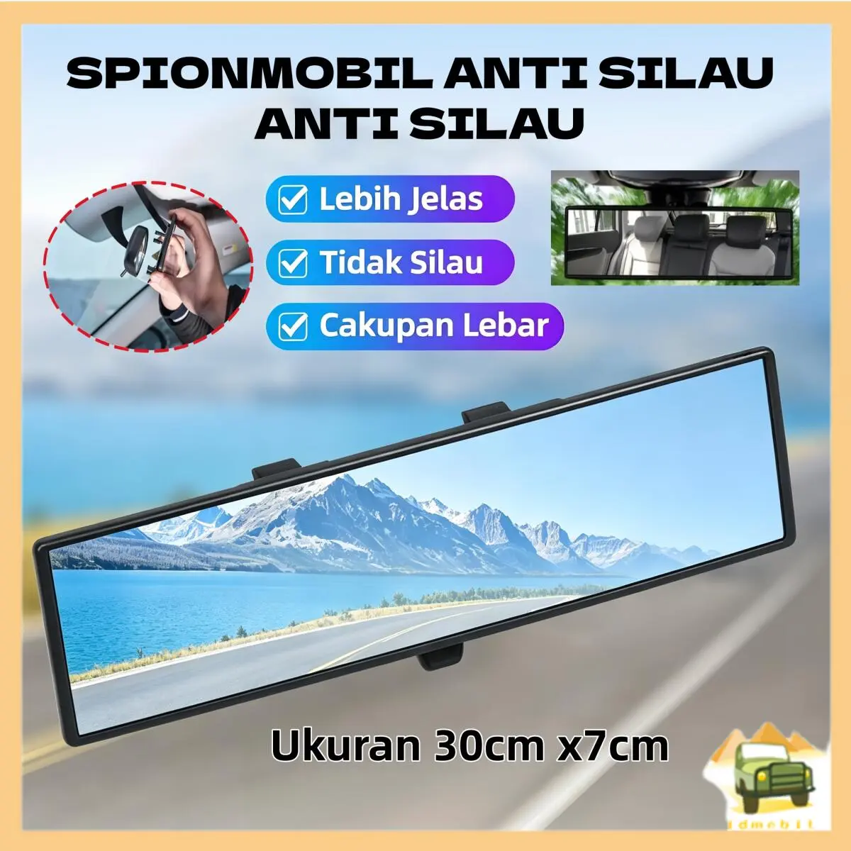 [idmobil] Kaca Spion Tengah Mobil Anti Silau / Cermin Definisi Tinggi / Pandangan Luas/ Secara Efektif Mengurangi Titik Buta