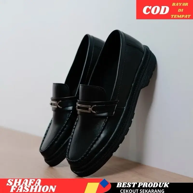 sepatu docmart sultan terbaru kulit PU premium sepatu pantofel oxford pria Hitam comboys sepatu formal pria tanpa tali best seller murah berkualitas
