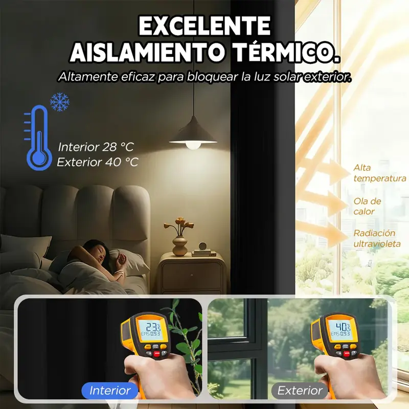 2Pzs Cortinas Blackout 100% Bloqueo de Luz para Habitación, Para Ventana 214x160cm/280x230cm,marco decorativo, aislamiento térmico, reducción de ruido y tejido impermeable ,diseño moderno,Ideales para dormitorios y salas de estar.Disponible en varios colores y tamaños. - Foto 4