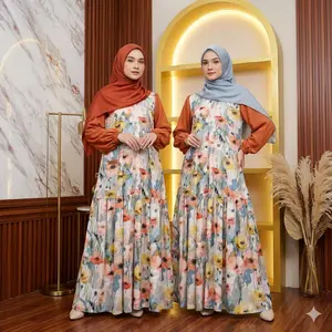 NADIA DREES Gamis Rayon kombinasi Twill di lengan Premium Busui Friendly Muslim