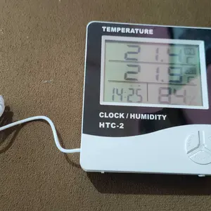 HTC-1 Hygrometer Termometer Ruangan Digital Jam Thermometer Indoor Multifungsi Pengukur