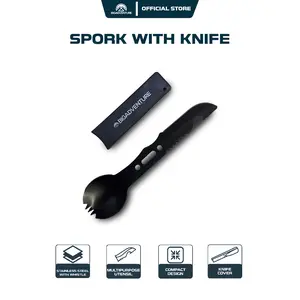 Bigadventure Spork With Knife  - Ultralight Stainless Spork Sendok Garpu Dengan Pisau Gunung Travel Multifungsi