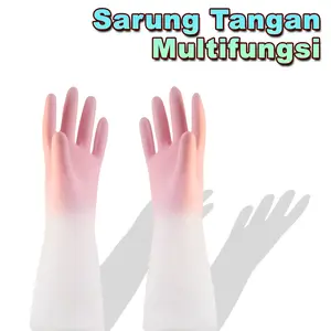 Sarung Tangan Karet PVC Latex Tebal Multifungsi Pelindung Tangan Anti Slip LD-10 Cleaning Hijau Pink Sage