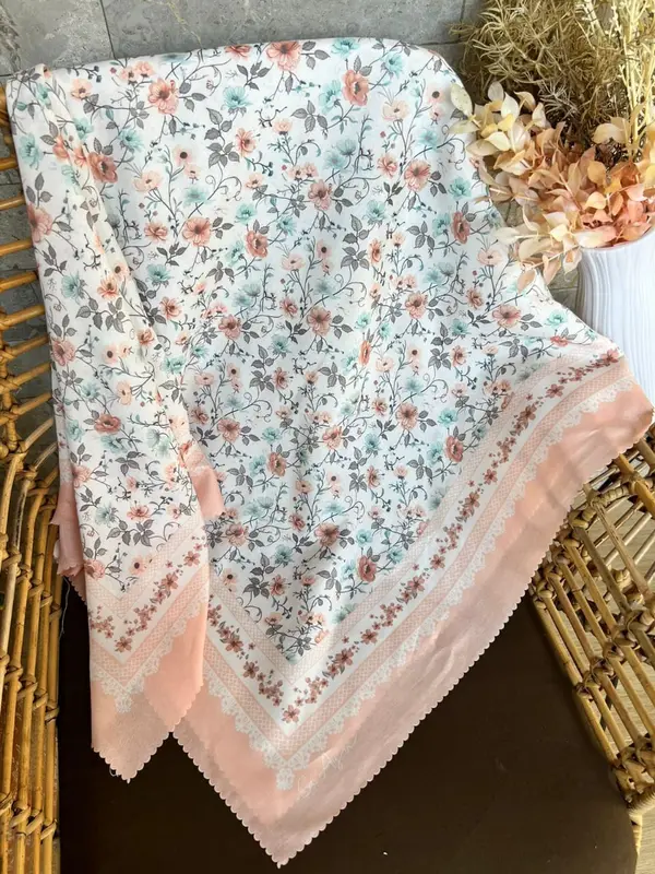 HIJAB CA AYU SEGIEMPAT MOTIF FLORAL// HIJAB VOAL BUNGA TERBARU// JILBAB MOTIF SEGIEMPAT LASERCUT 0