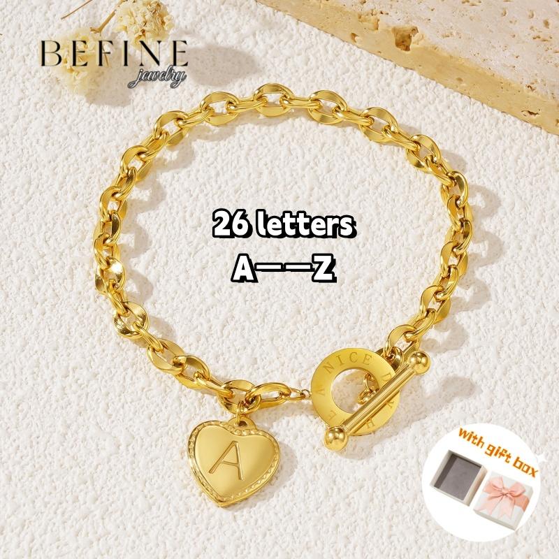 Product Introduction of 26 letter heart-shaped OT buckle trendy titanium steel bracelet, personalized and versatile jewelry, anniversary gift, birthday gift (with gift box) 0