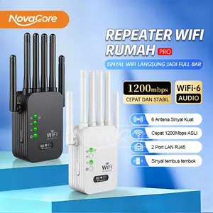 Penguat Sinyal WiFi 1200Mbps 4/6 Antena High Gain WiFi Repeater Extender Tembus Tembok Jangkauan Luas Rumah Kantor Mode