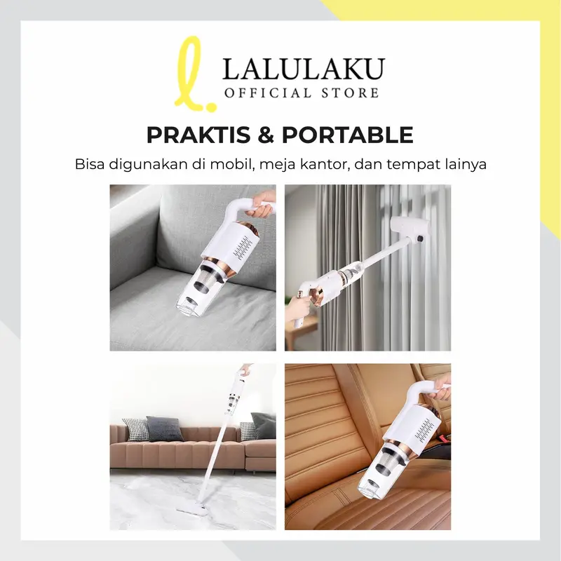 La Natuna Vacuum Cleaner 5in1 Kapasitas 1.5 Liter 8500Pa Portable Mini Penyedot Debu 120W Rechargeable vacuum tanpa kabel 2