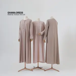 Jennamira | Ghania Dress Gamis Bahan Air Tech Silk Busui Friendly Wudhu Friendly