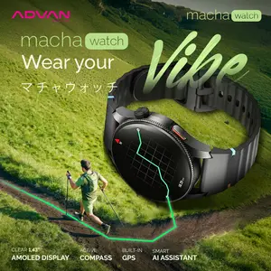 ADVAN Smartwatch Macha Build-in GPS AI Assistant AMOLED 1.43" Active Compass 3ATM Waterproof Tahan Air Jam Tangan Pintar Bluetooth Call Always On Display AOD Bluetooth Call Support Strava