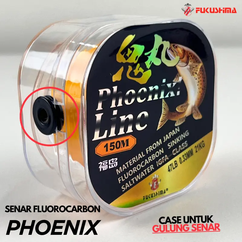 Senar Pancing 150 Meter Warna Kuning Emas Galatama Fluorocarbon Fukushima Phoenix/ Senar Anti Keriting Saltwater Fast Sinking Fluorocarbon Composite 2