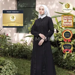 CHIANOZ Gamis Hitam Couple Mewah Wilona Dress Brukat Renda Baju Lebaran Umroh Haji Manasik Pesta Akad 116 516 900