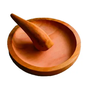 Cobek Kayu dan Ulekan Bahan Kayu Tebal Ukuran kecil tanggung dan besar Anti Jamur Kekuatan dan Ketahanan Terbaik