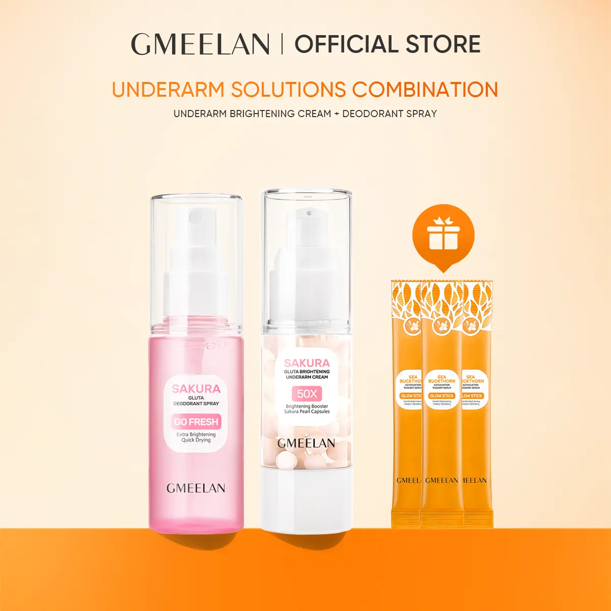 G】GMEELAN Sakura Underarm Brightening Cream Body Lotion Moisturizer 30g +  Sakura Gluta Deodorant Spray Brighten