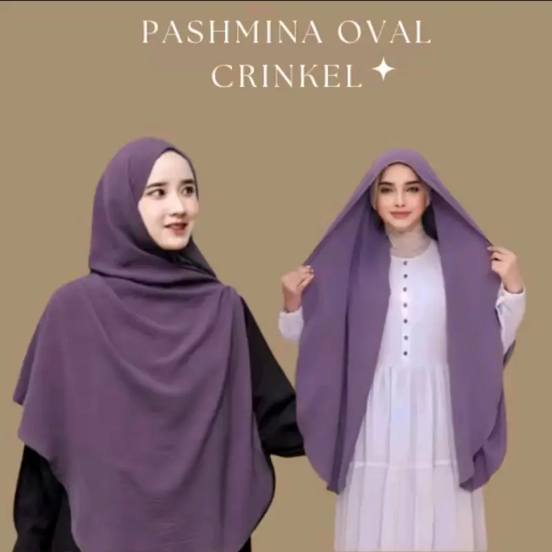Pashmina oval Crinkle jumbo ukuran XL Jilbab Muslim Wanita Syari 0