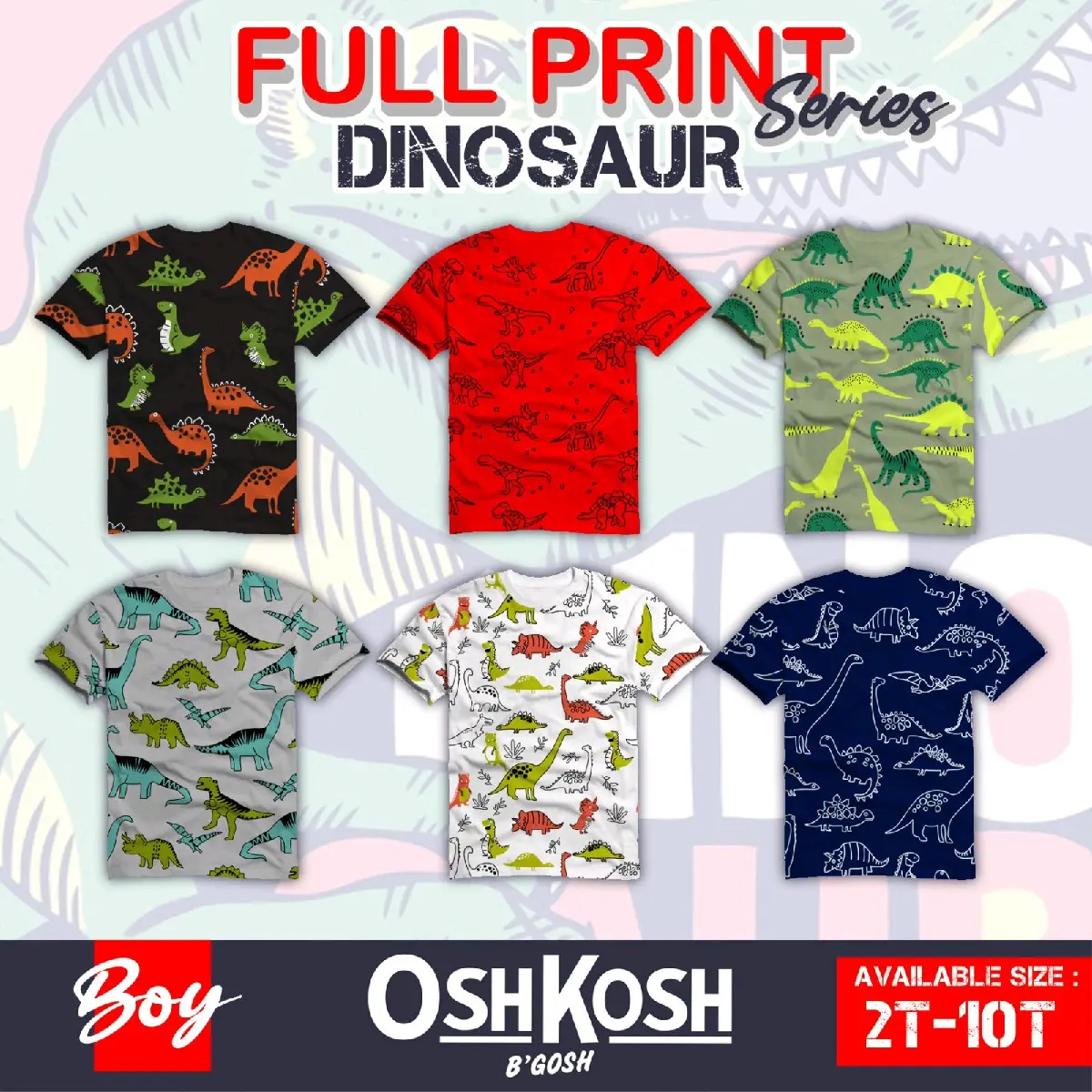 kaos katun anak laki-laki full print varian warna dan gambar
