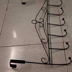 Gantungan Baju Belakang Pintu Multifungsi Tanpa Paku 7 Hook C789 Rak Gantung Dengan Tujuh Kaitan Steel Clothes Hanger Import Besi Putih Modern 41x21cm