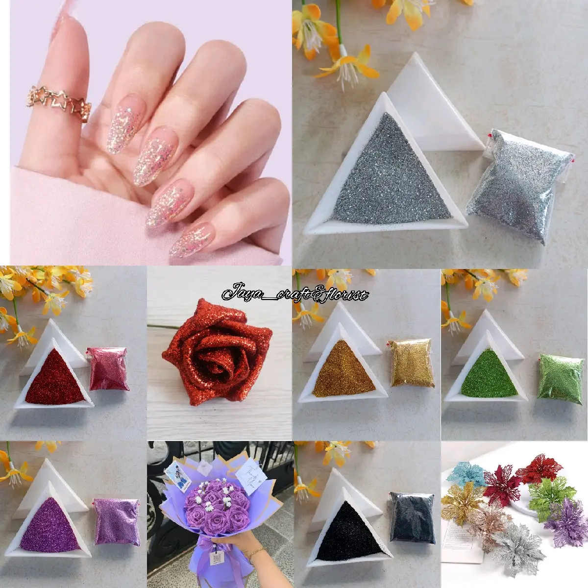 50 Gram Serbuk GLITTER - Bubuk Glitter isi 50 gram - Bahan  Nail Art Polish