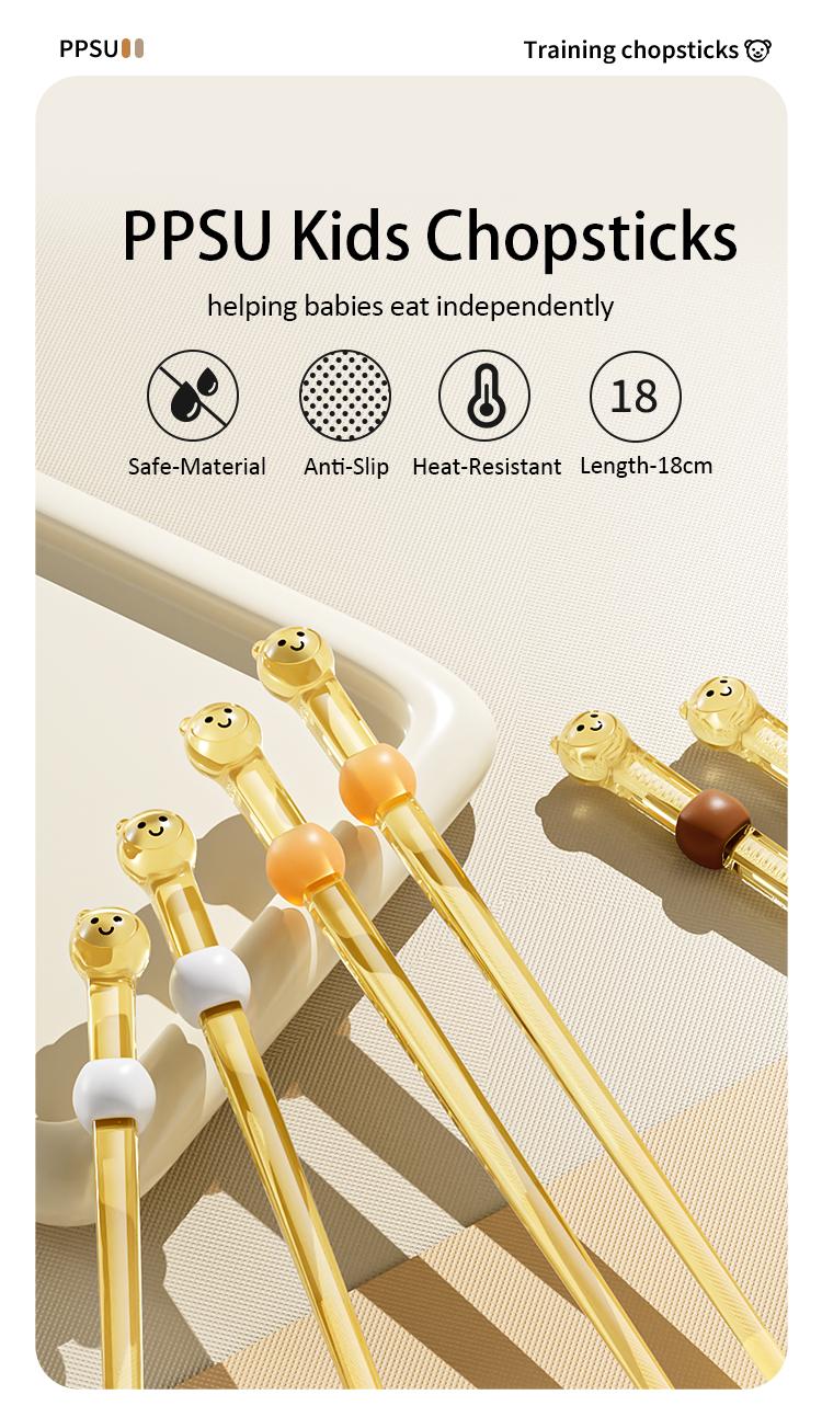 Product Introduction of Kids Chopsticks, Cute Cartoon Design, PPSU Reusable Toddler Chopsticks For Daily Use 0