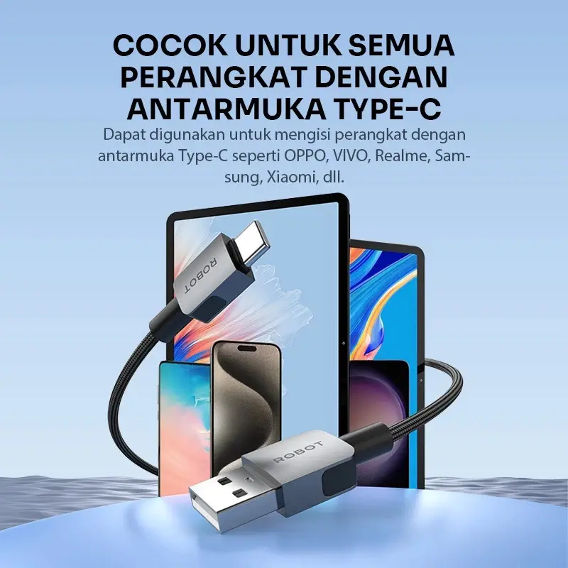 ROBOT Kabel Data Magnetik 1M Type C Micro USB Lighting Anti Kusut Data Cable RXM100/RXL100/RXC 100/RXCC100/RXCL100 Original- Garansi 1 Tahun- BISA COD 4