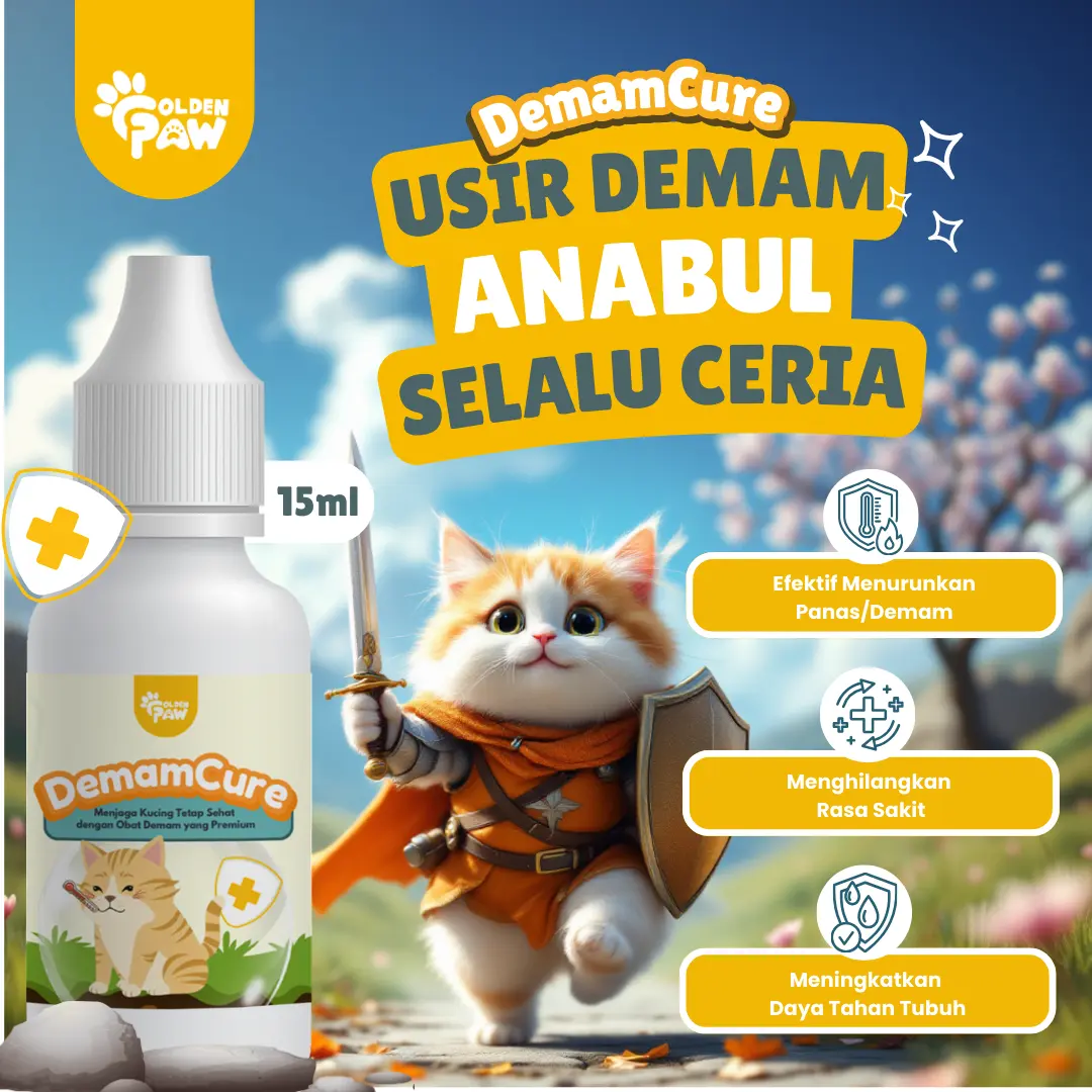 Golden Paw - DemamCure 15ml Obat Tetes Penurun Panas atau Demam pada Anabul dan Menghilangkan Rasa Sakit