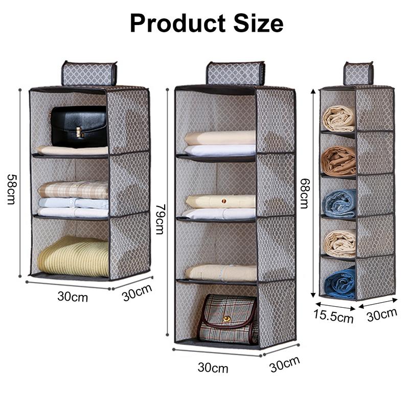 Hangable Wardrobe Organiser 3-5 Layer Foldable Closet Storage Bag Dust-proof Non-woven Hanging Clothes Bra Organizer 8