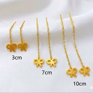 Anting Titanium Wanita Model Jarum Pita  Korea Anti Karat Panjang 3cm 7cm 10cm Terlaris untuk Tampilan Elegan