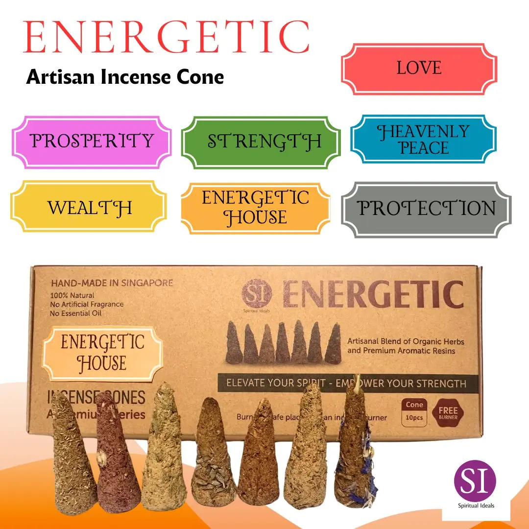 SI ENERGETIC Artisan Handmade Incense Cone Use for Protection, Wealth, Love, Prosperity, Energetic House, Heavenly Peace and Strength
