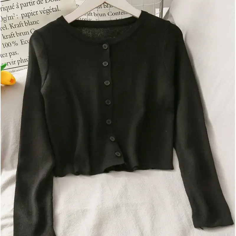 Bailey Cardy Cardigan Basic Crop Top Angela Knitwear Wanita Korean Style Tangan Panjang 5