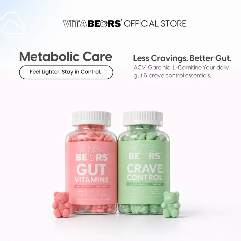 ᴏꜰꜰɪᴄɪᴀʟ] VITABEARS Green + Pink Bundle Gummies Food Supplement FDA Approved 
