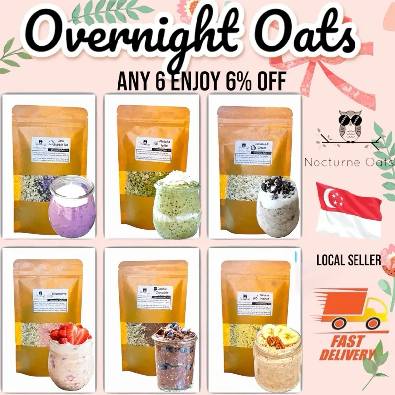 Nocturne Oats Overnight Oats Premix 80g - Mix and Match Instant Oatmeal breakfast