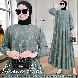 Kalana Kirana Haruka Midi Dress Jumbo LD 110 120 130 140 150 Big Size Dress XL XXL XXXL XXXXL 5L Motif Rayon Viscose