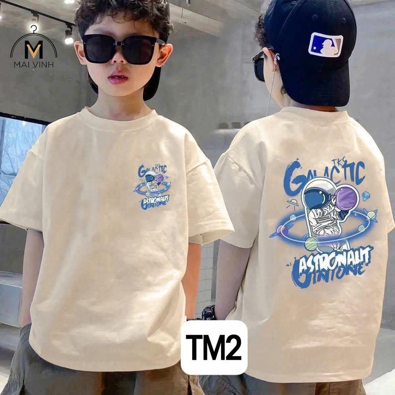 Áo thun bé trai phom rộng size từ 18kg đến 55kg in hình phi hành gia 0